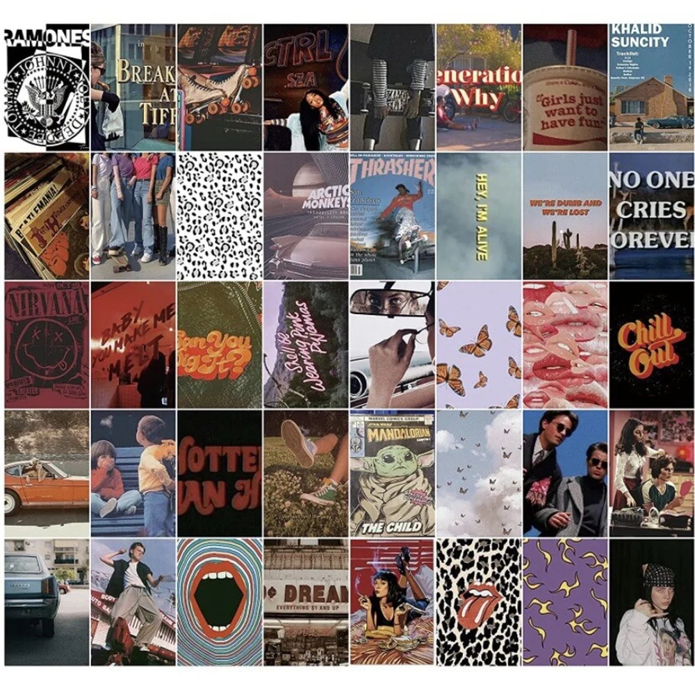 60 Pcs Wall Collage Kit Aesthetic Pictures, 80s Room Decor 4x6 Inches Art Home
